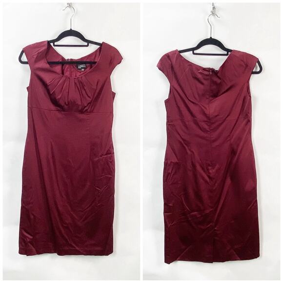 Adrianna Papell 10 Womens Wine Red Cocktail Wedding Cap Sleeve Sheath Dress - Picture 1 of 6
